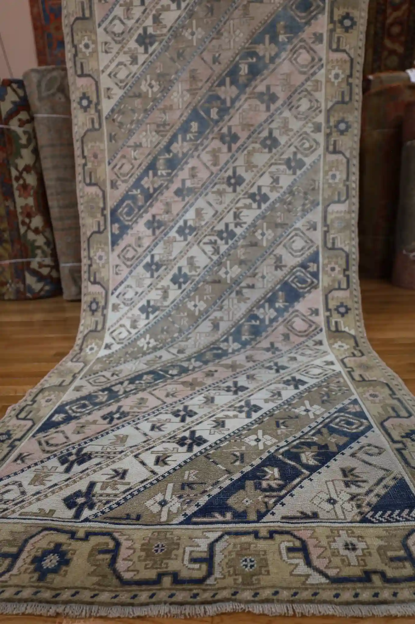 4' x 14' Beige Fine Hand-Knotted Turkish Oushak Runner – Transitional Wool - Image 2