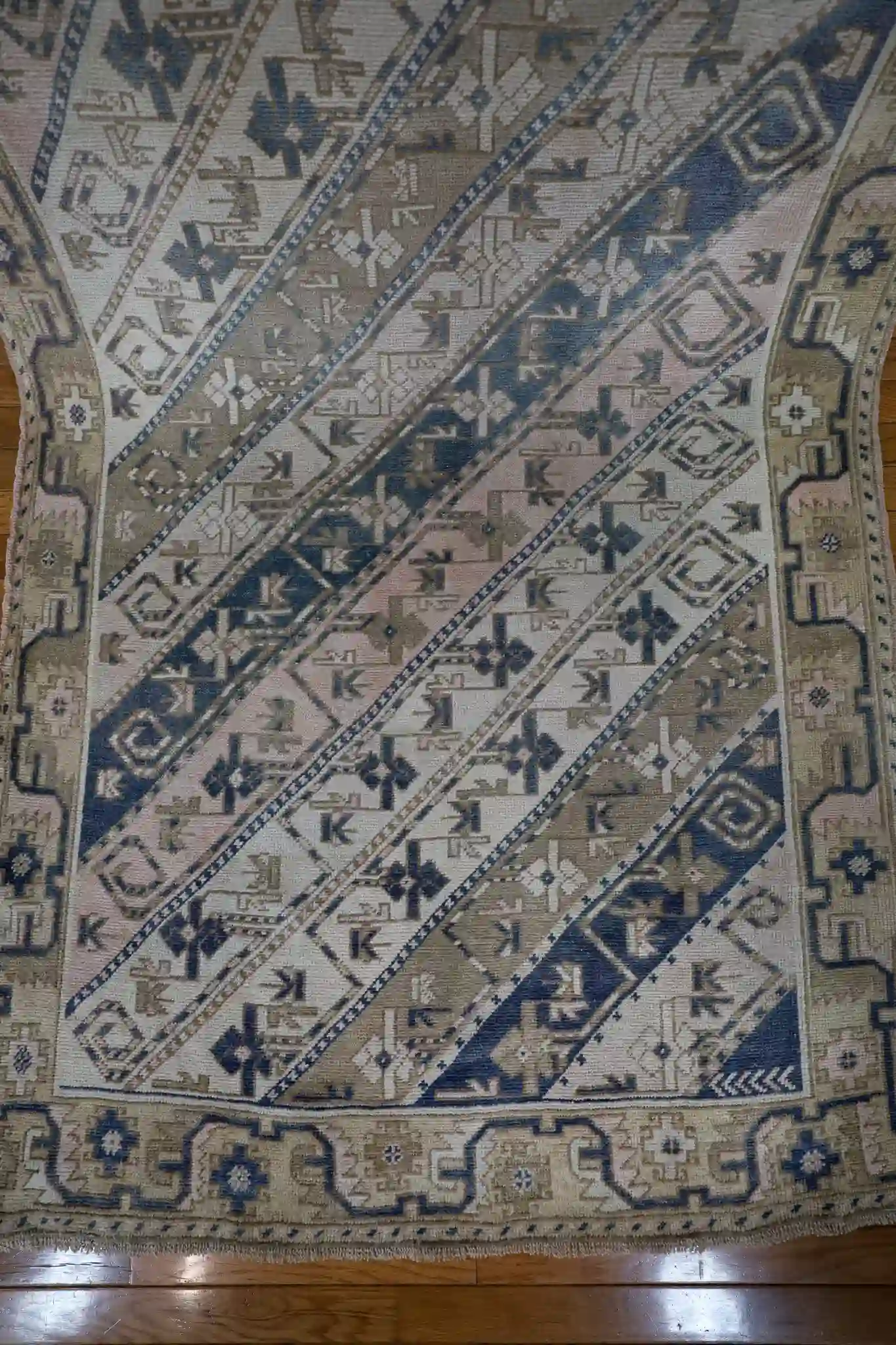 4' x 14' Beige Fine Hand-Knotted Turkish Oushak Runner – Transitional Wool - Image 4