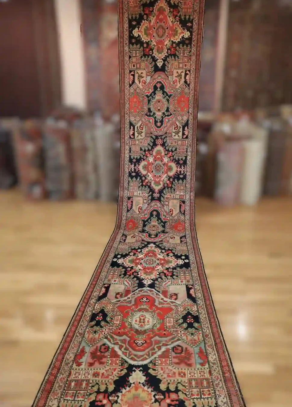 3′ x 19′ Red Fine Hand-Knotted Semi-Antique Caucasian Karabagh Runner – Traditional Wool