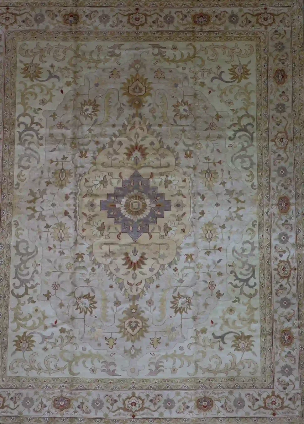 12′ x 15′ Beige Fine Hand-Knotted Turkish Farahan Design Rug – Traditional Wool