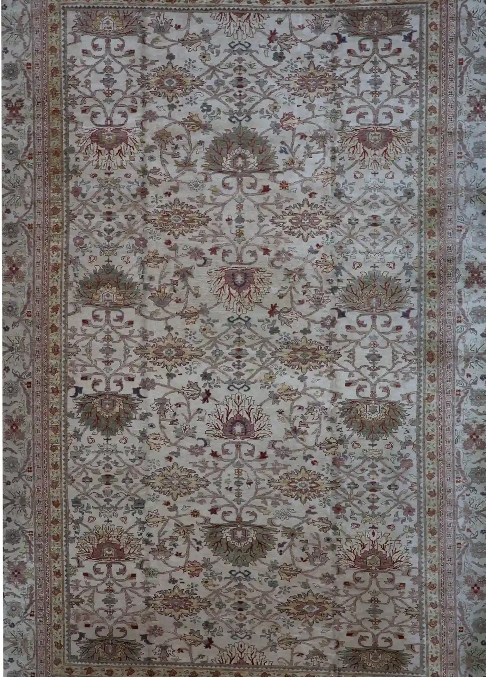 12′ x 19′ Beige Fine Hand-Knotted Turkish Sultanabad Rug – Traditional Wool