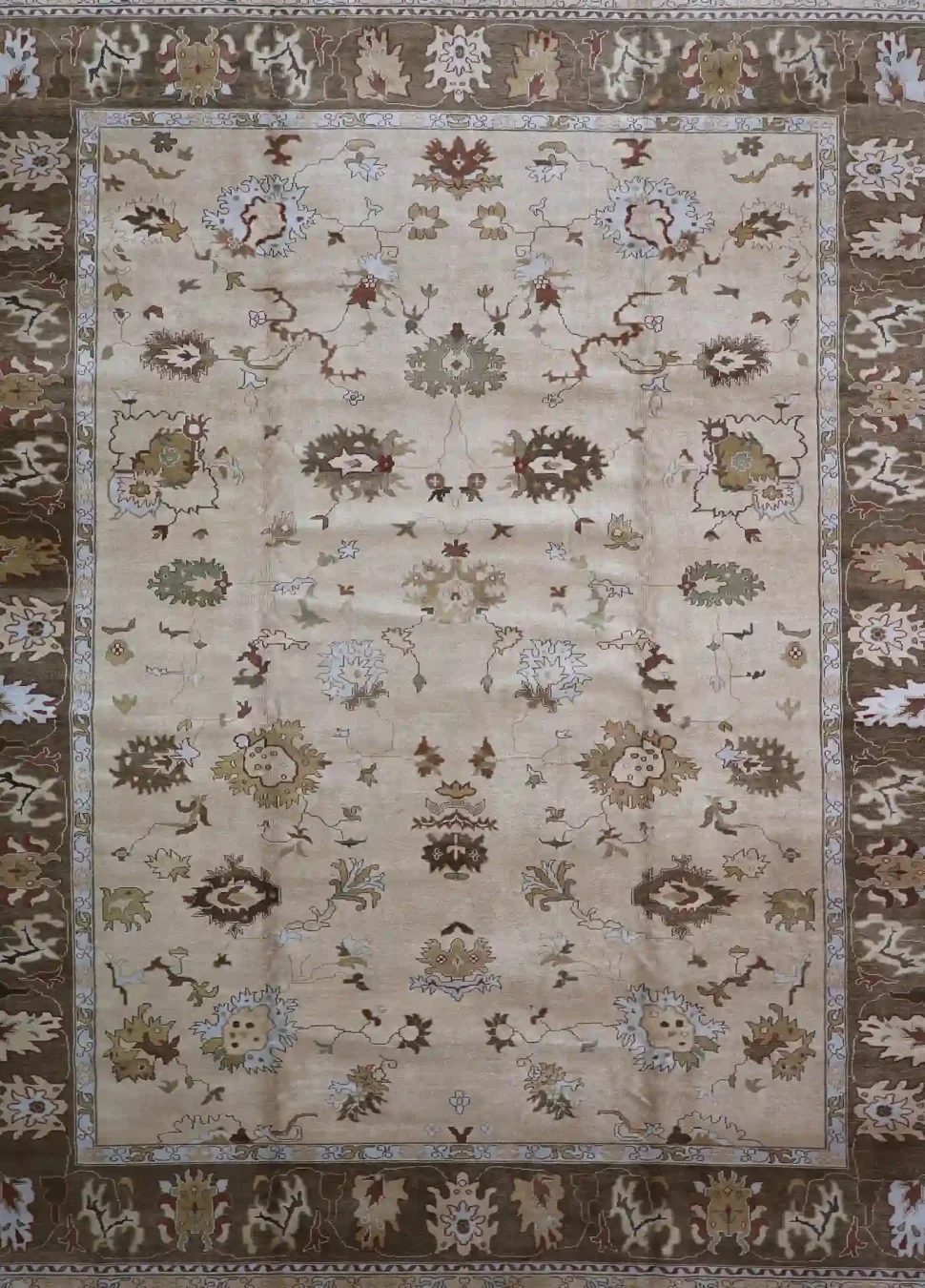 13′ x 16′ Beige Fine Hand-Knotted Turkish Oushak Rug – Traditional Wool
