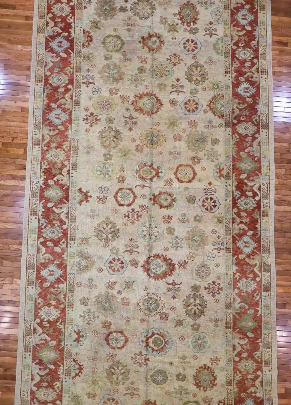 9′ x 25′ Beige Fine Hand-Knotted Turkish Oushak Runner Rug – Vintage Wool