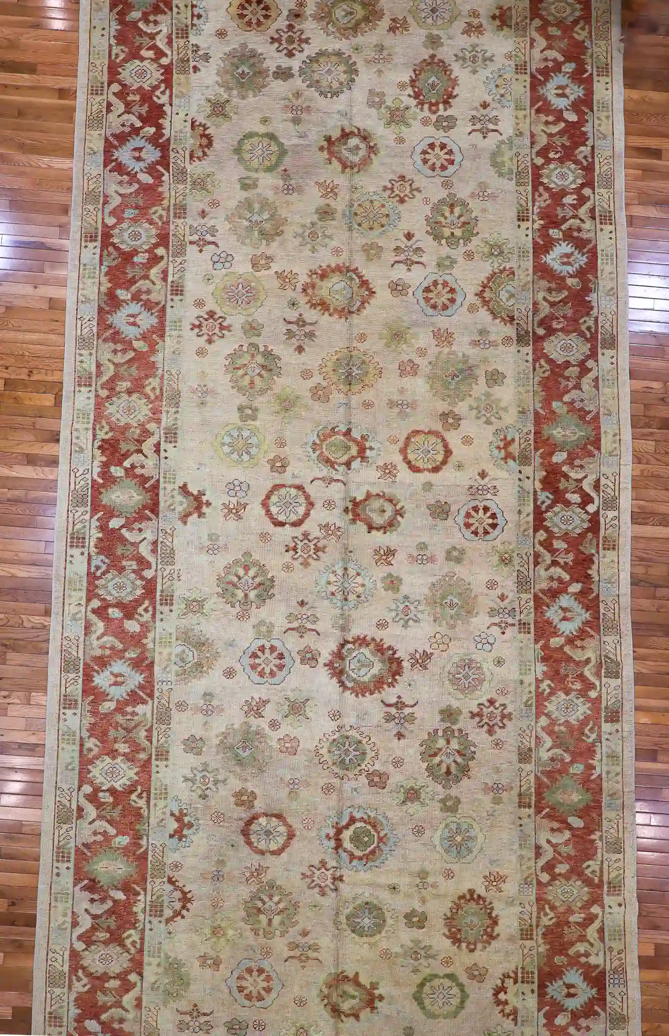 9' x 25' Beige Fine Hand-Knotted Turkish Oushak Runner Rug – Vintage Wool