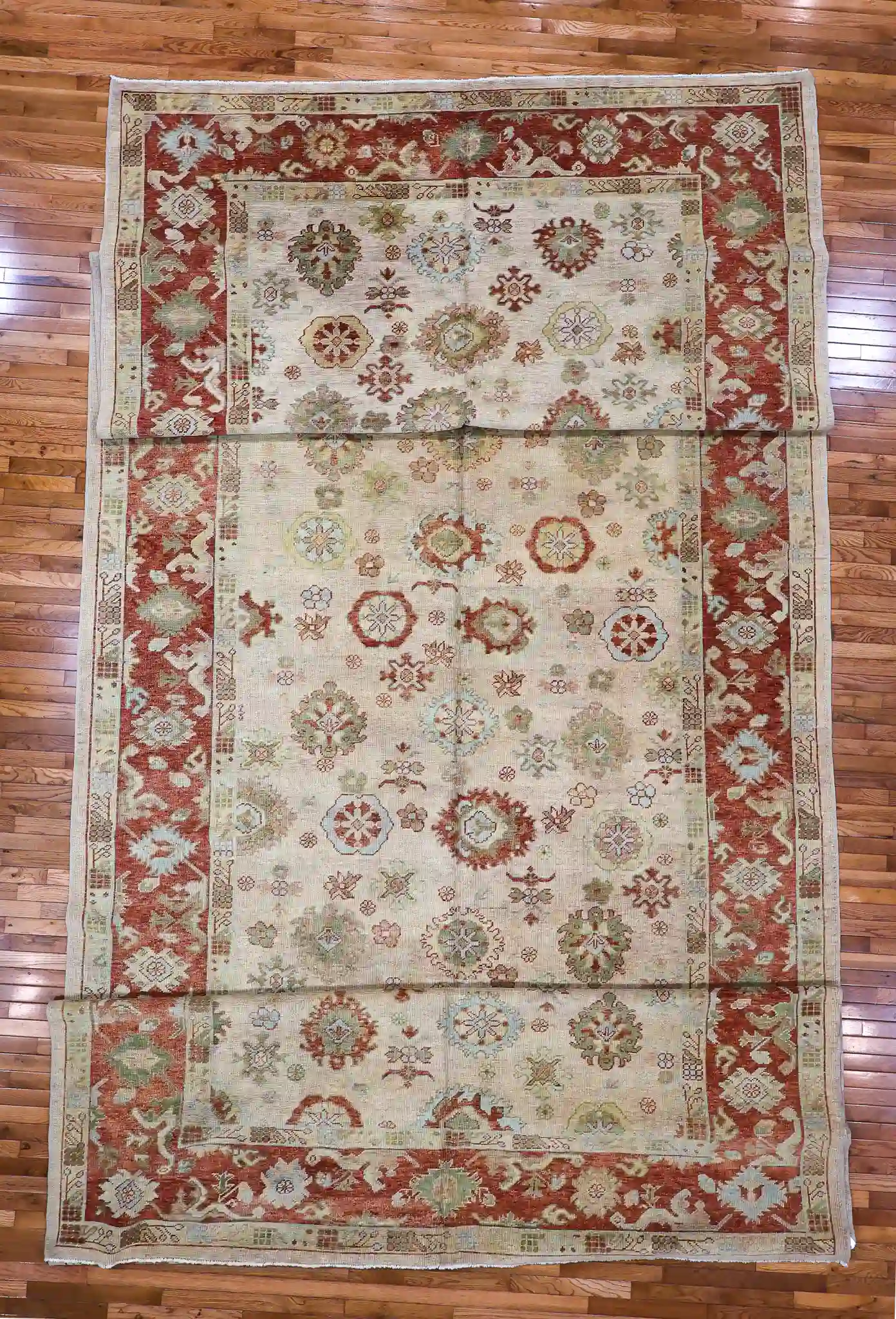 9' x 25' Beige Fine Hand-Knotted Turkish Oushak Runner Rug – Vintage Wool - Image 3