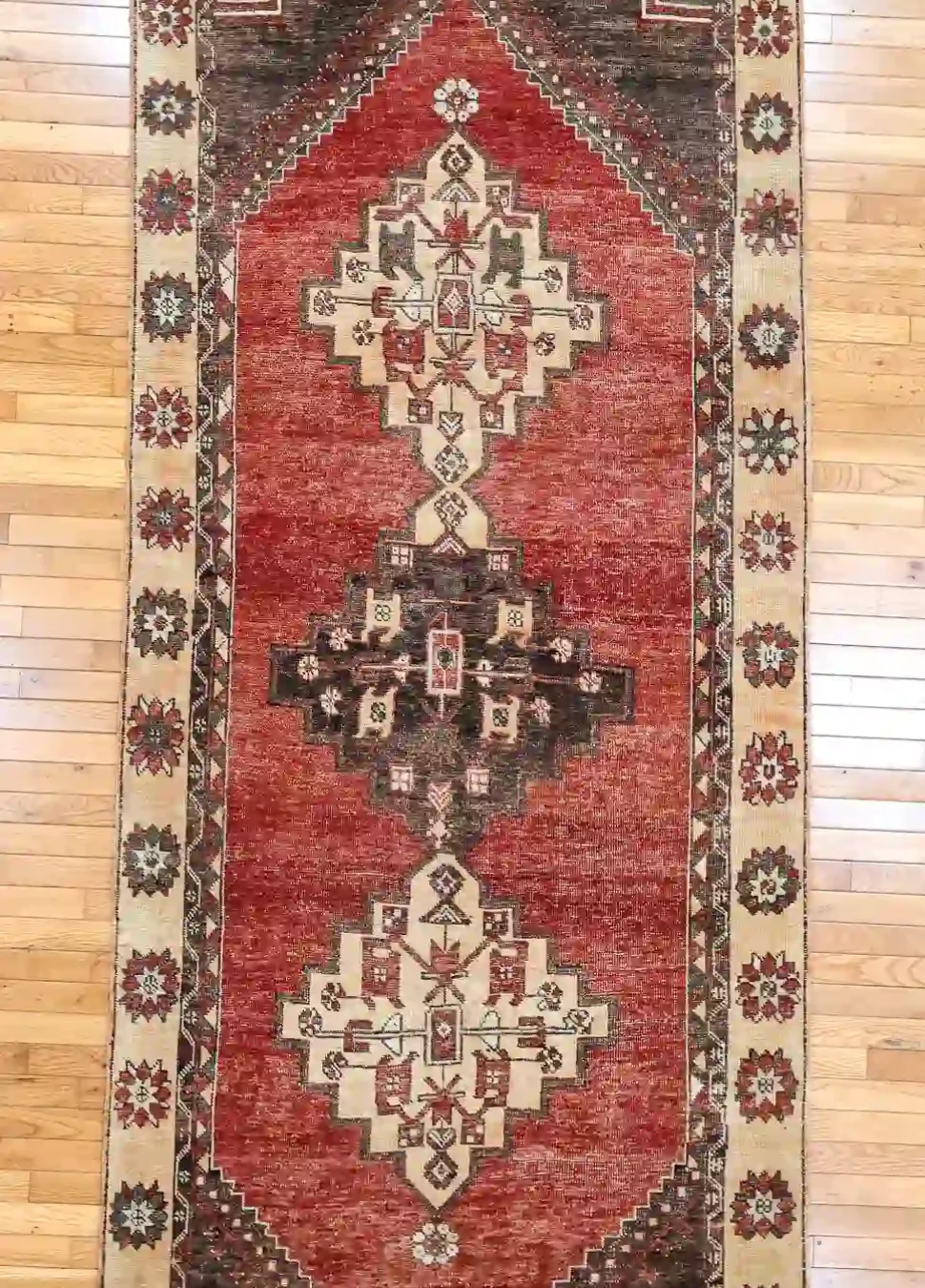 4′ x 11′ Beige Fine Hand-Knotted Turkish Oushak Runner – Traditional Wool