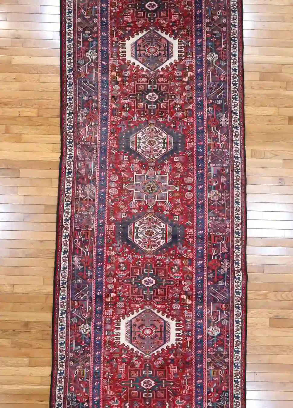4′ x 11′ Red Fine Hand-Knotted Persian Karajeh Rug – Traditional Runner Wool