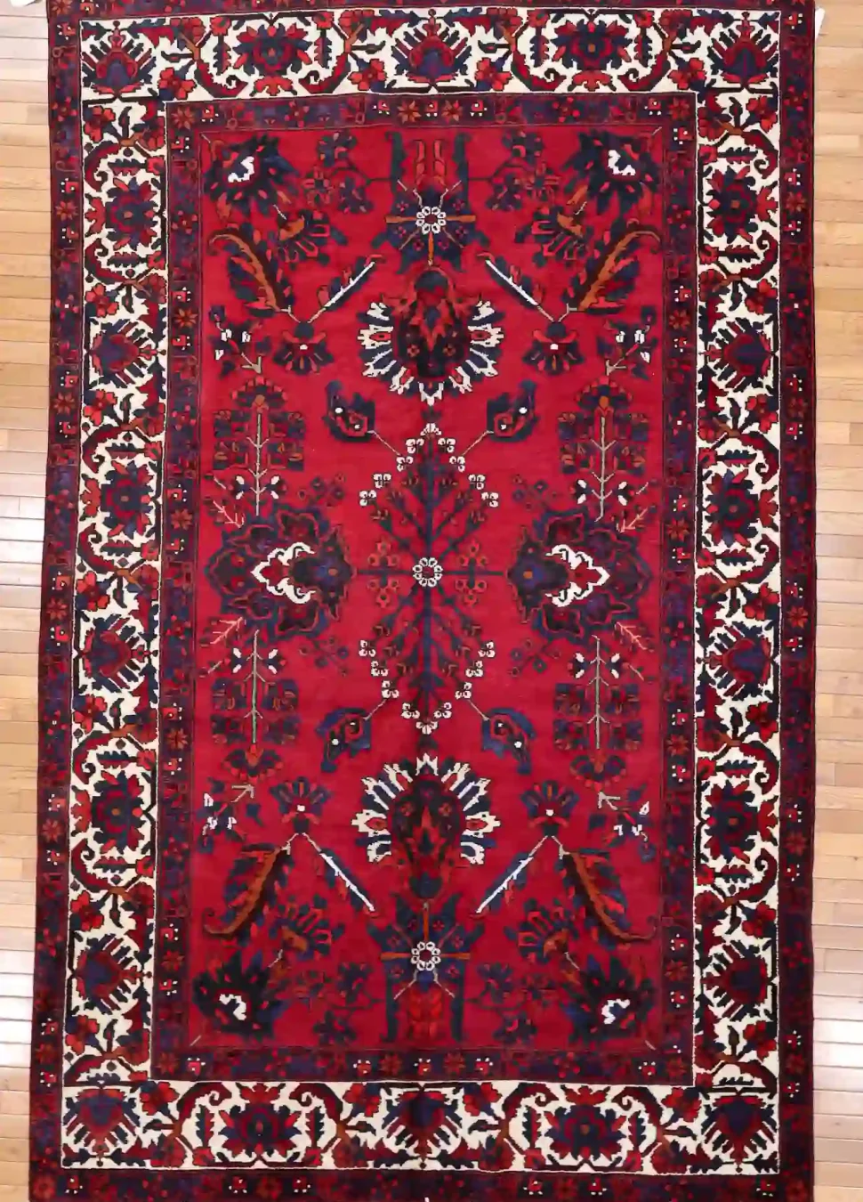 7′ x 10′ Red Fine Hand-Knotted Persian Bakhtiari Rug – Traditional Wool