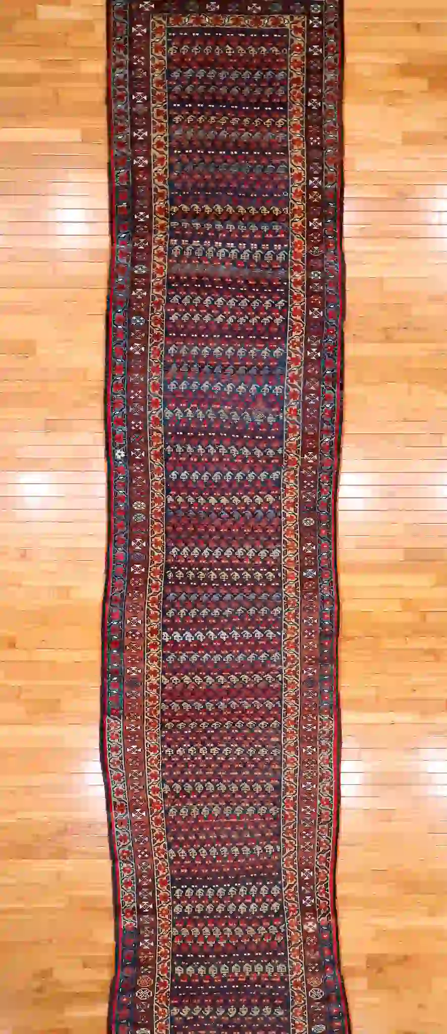 4' x 16' Navy Fine Hand-Knotted Antique Persian Kurdish Rug – Tribal Wool