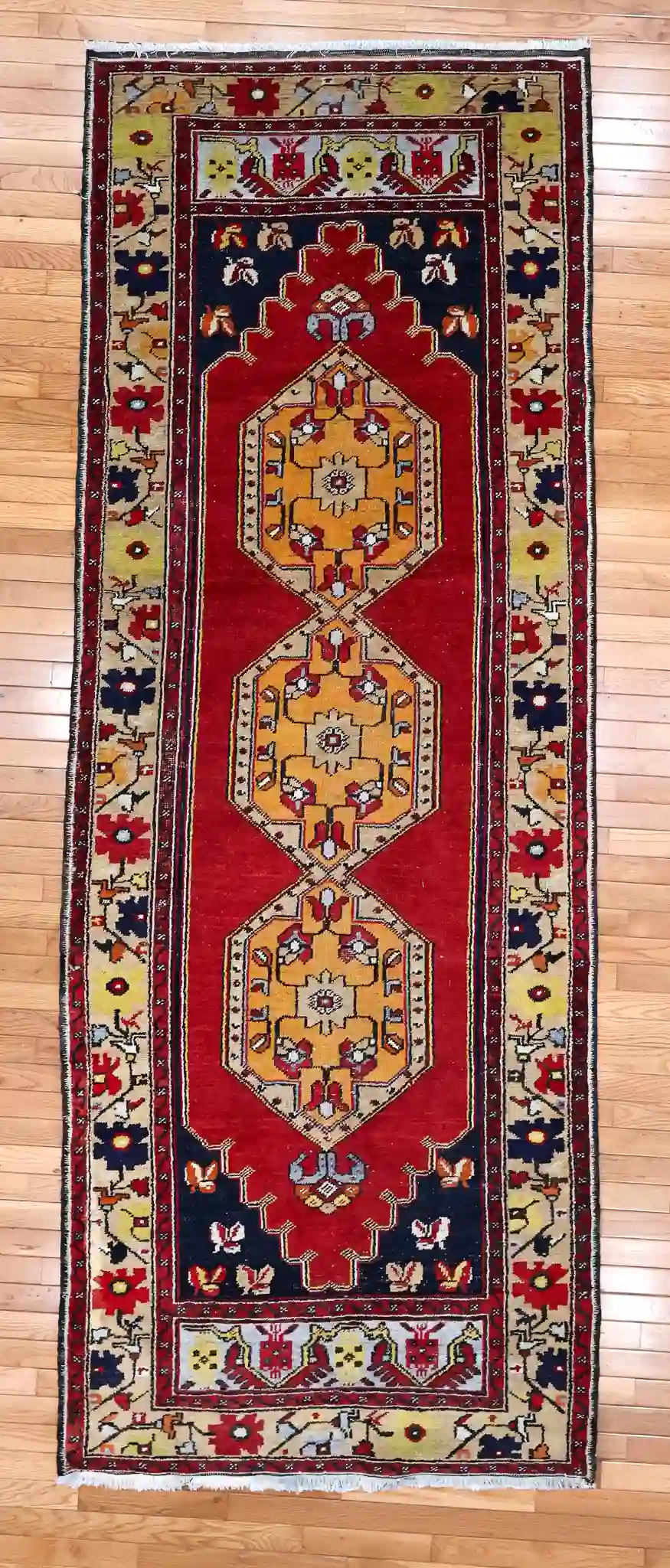 4' x 10' Red Fine Hand-Knotted Turkish Karabagh Runner – Traditional Wool