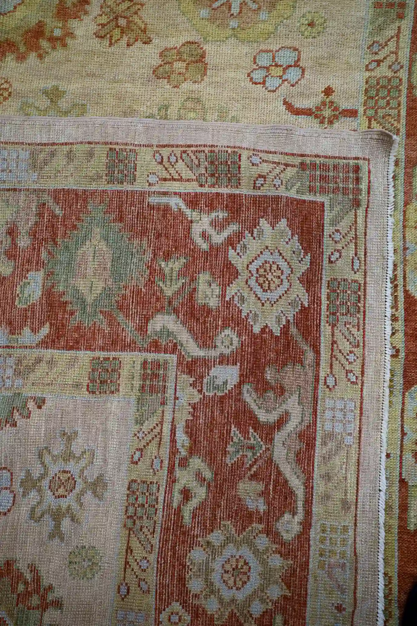 9' x 25' Beige Fine Hand-Knotted Turkish Oushak Runner Rug – Vintage Wool - Image 9