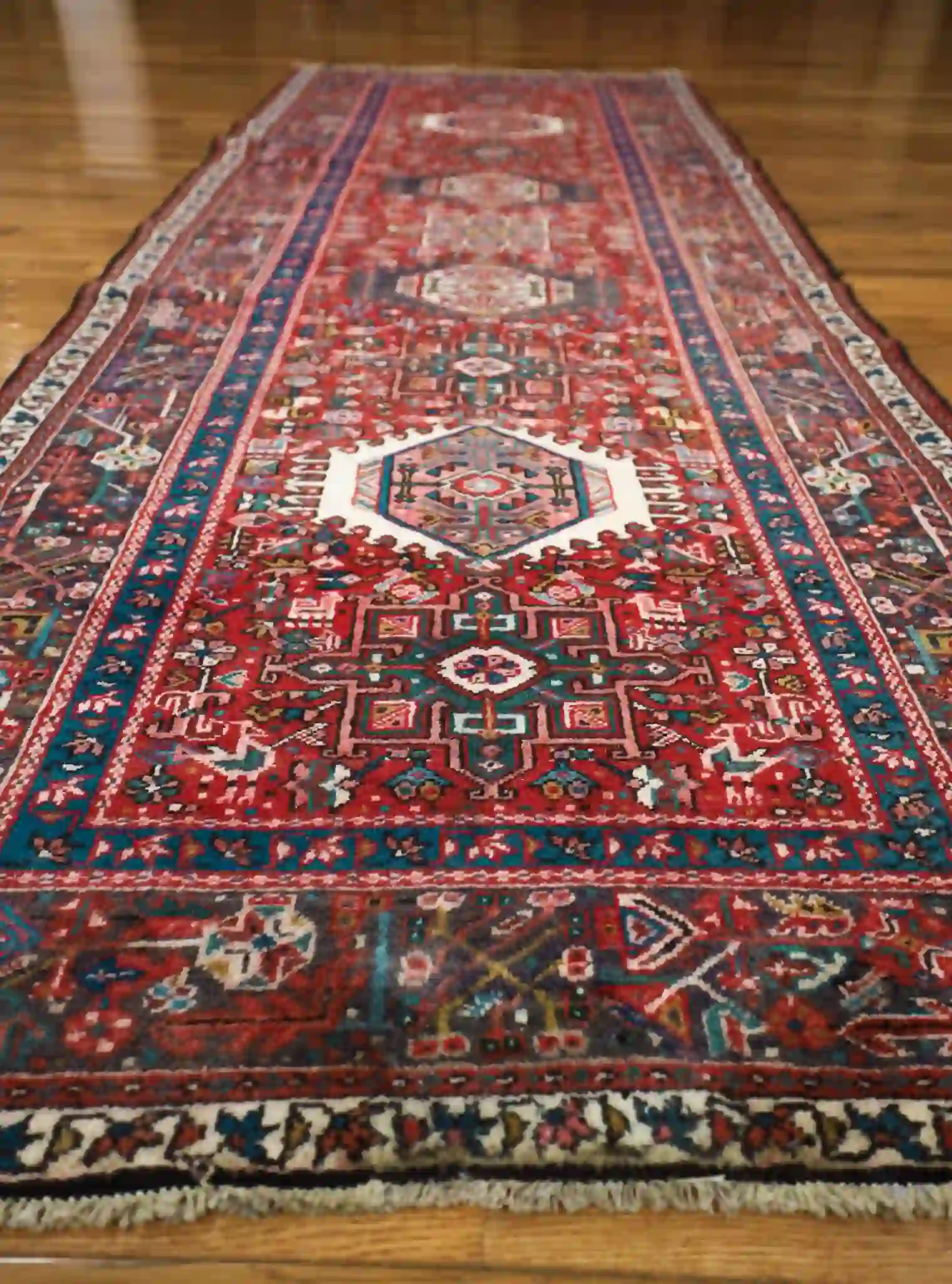4' x 11' Red Fine Hand-Knotted Persian Karajeh Rug – Traditional Runner Wool - Image 2