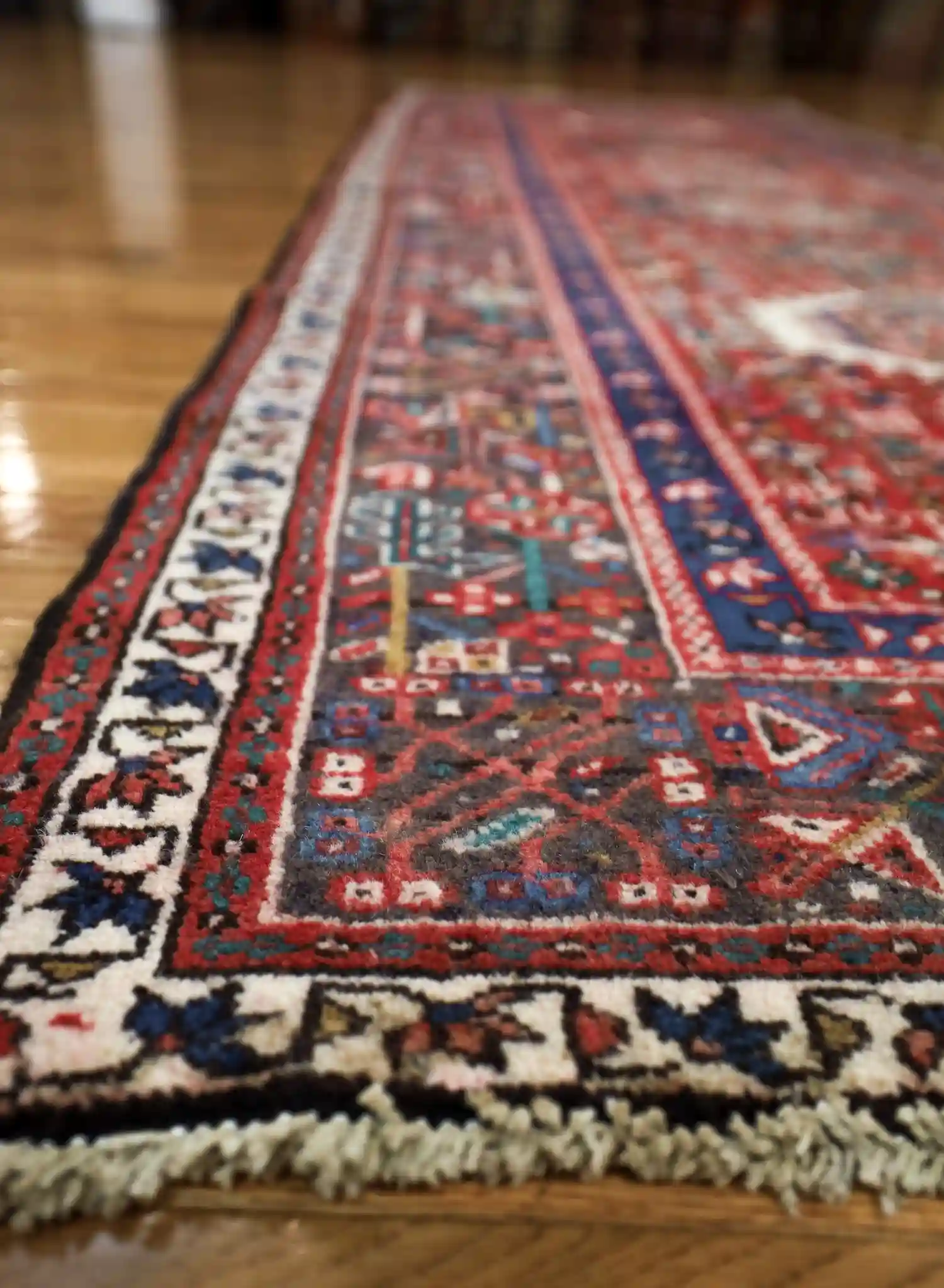 4' x 11' Red Fine Hand-Knotted Persian Karajeh Rug – Traditional Runner Wool - Image 5