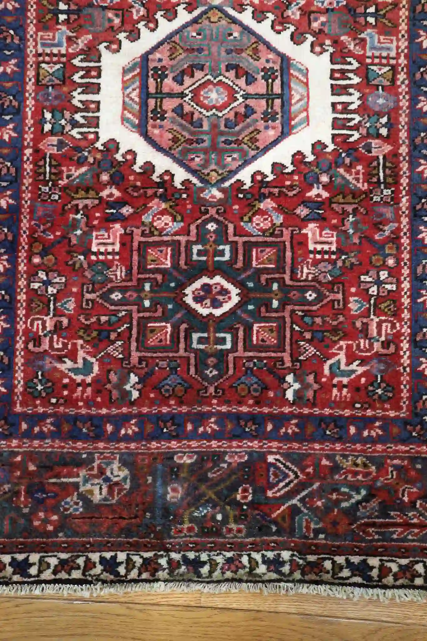 4' x 11' Red Fine Hand-Knotted Persian Karajeh Rug – Traditional Runner Wool - Image 7