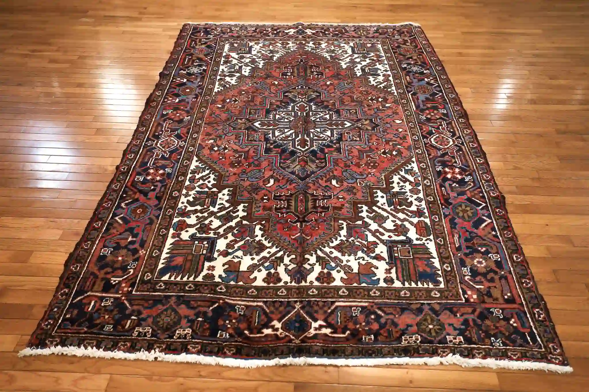 6' x 8' Red Fine Hand-Knotted Persian Heriz Rug – Traditional Wool - Image 2