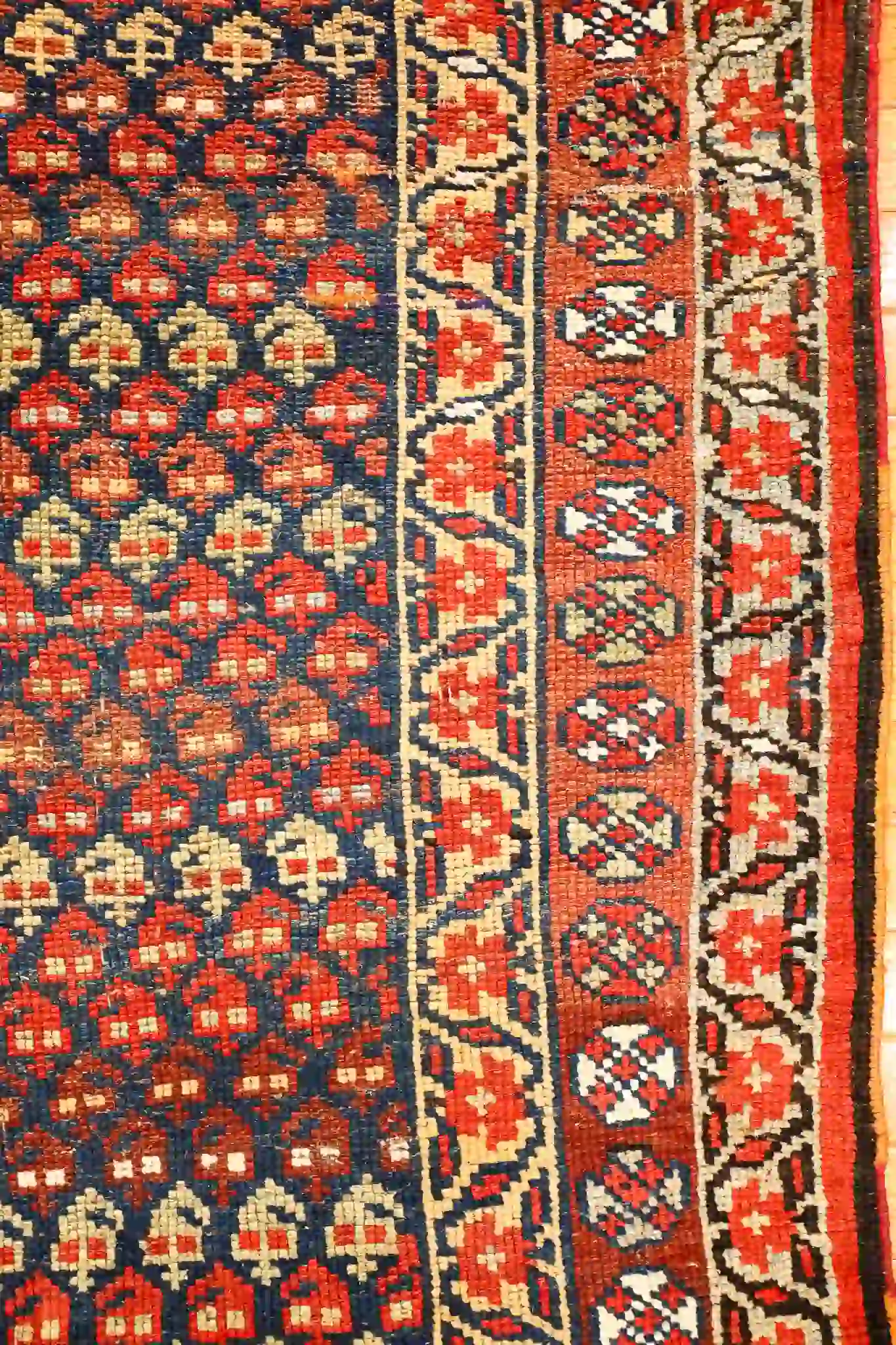 4' x 16' Navy Fine Hand-Knotted Antique Persian Kurdish Rug – Tribal Wool - Image 5