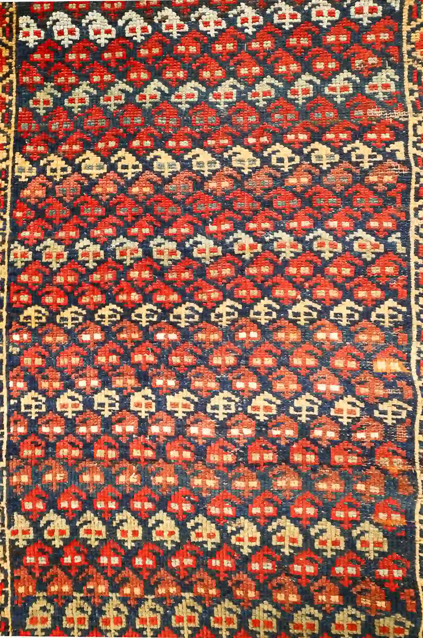 4' x 16' Navy Fine Hand-Knotted Antique Persian Kurdish Rug – Tribal Wool - Image 6