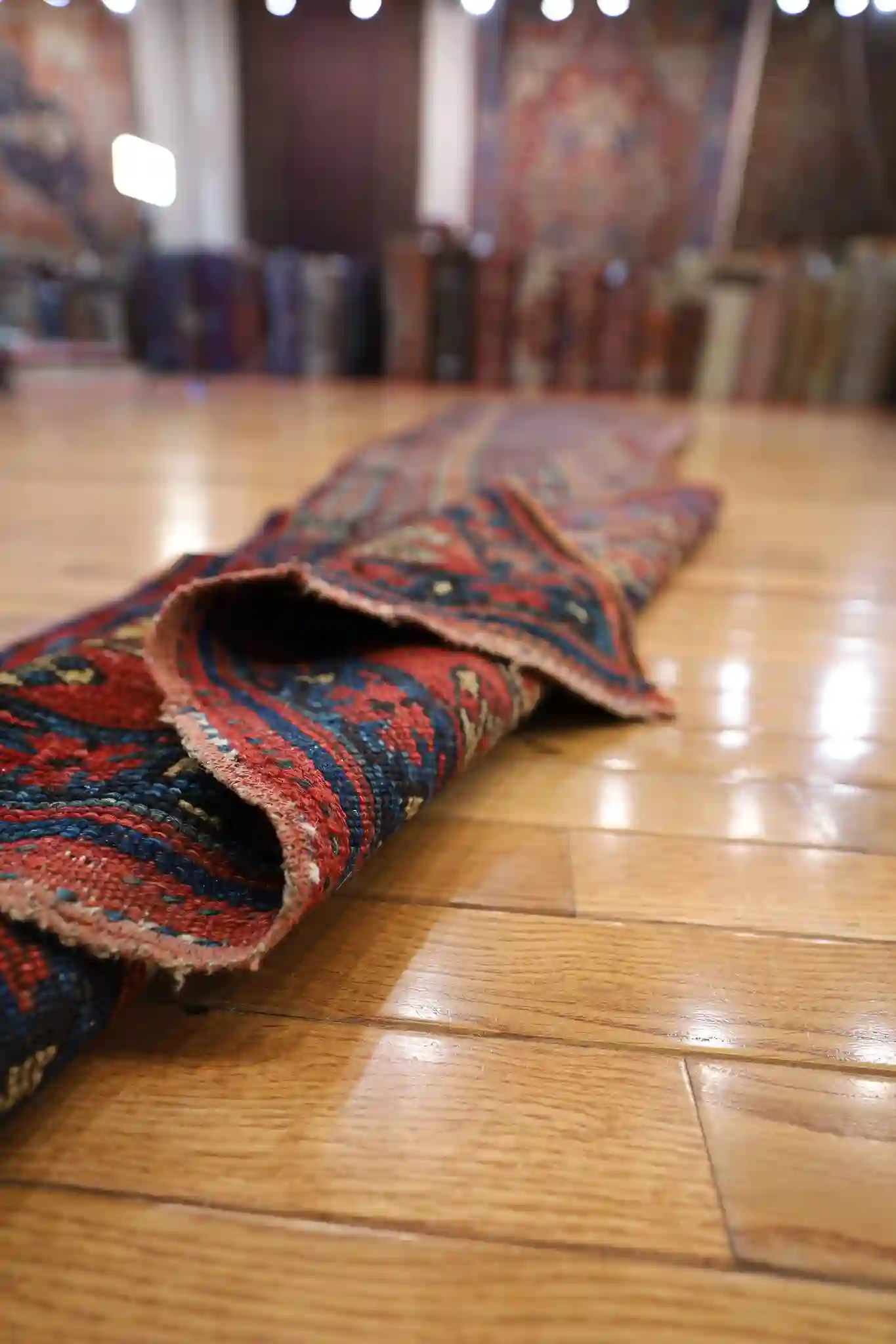 4' x 16' Navy Fine Hand-Knotted Antique Persian Kurdish Rug – Tribal Wool - Image 8