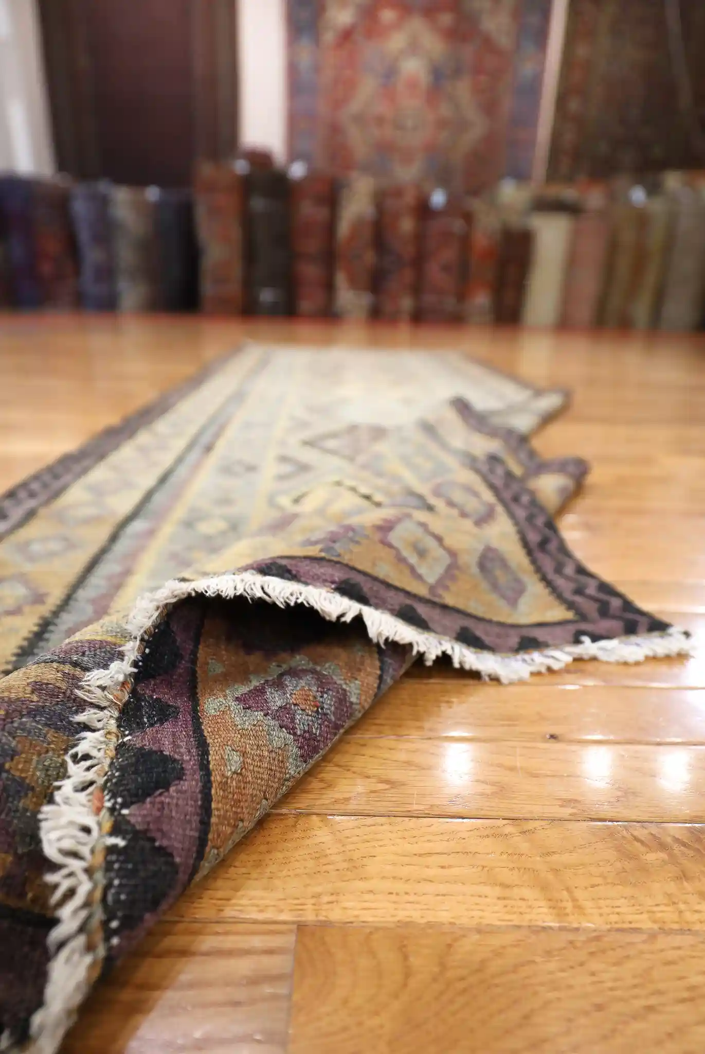 4' x 10' Beige Fine Hand-Knotted Persian Kurdish Runner – Traditional Wool - Image 3