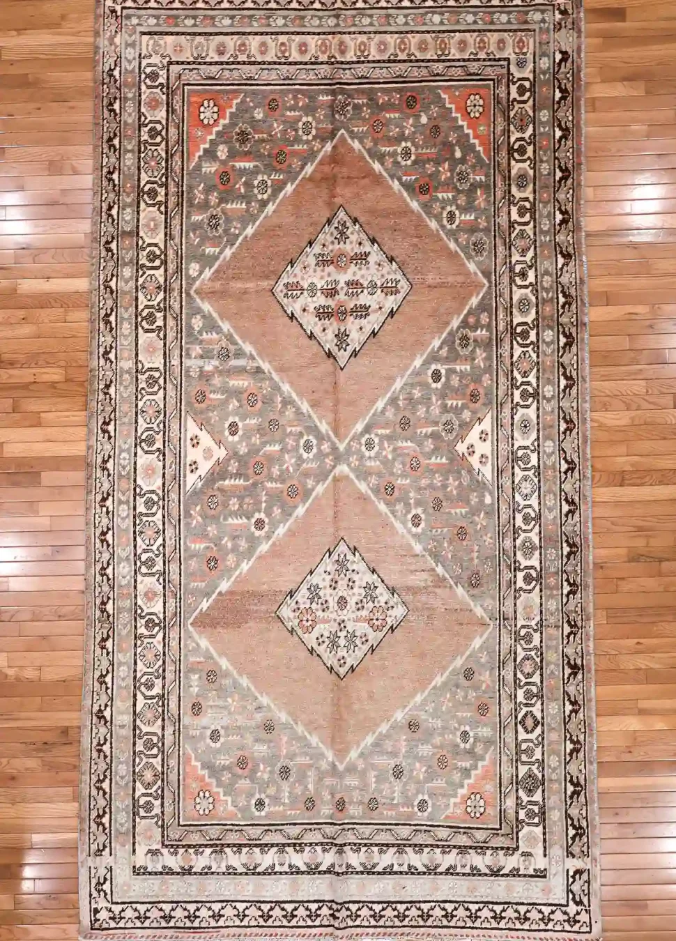 6′ x 12′ Gray Fine Hand-Knotted Central Asian Khotan Rug – Vintage Tribal Wool