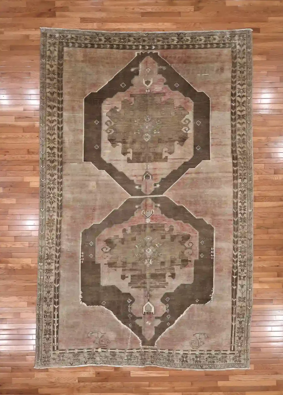 8′ x 12′ Beige Fine Hand-Knotted Turkish Oushak Rug – Vintage Wool
