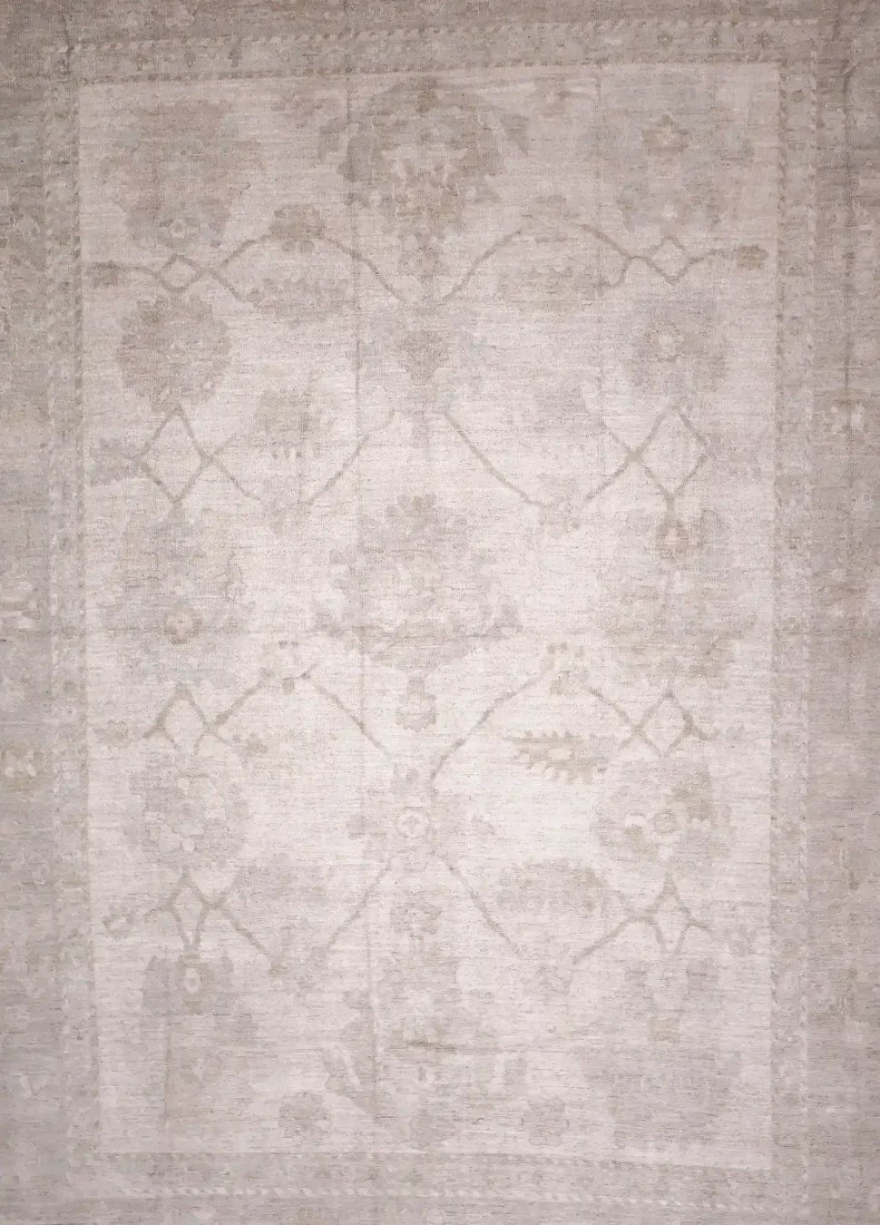 13′ x 20′ Beige Fine Hand-Knotted Turkish Oushak Rug – Vintage Wool