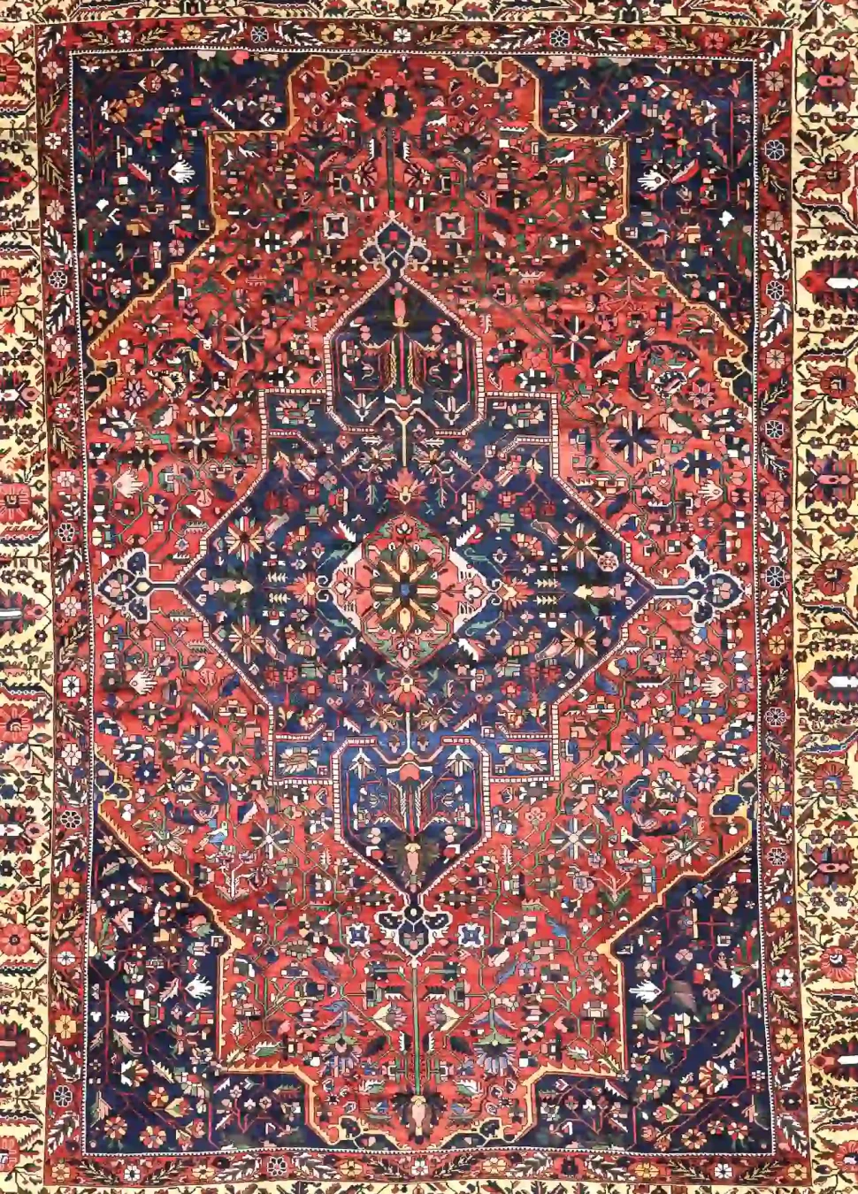 13′ x 17′ Red Fine Hand-Knotted Antique Persian Bakhtiari Rug – Traditional Wool