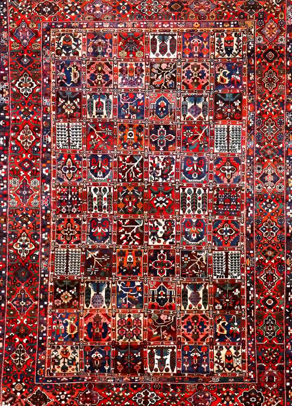 12′ x 16′ Red Fine Hand-Knotted Persian Bakhtiari Rug – Traditional Wool