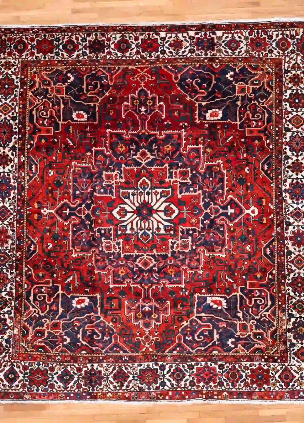 11′ x 12′ Red Fine Hand-Knotted Persian Bakhtiari Rug – Traditional Wool