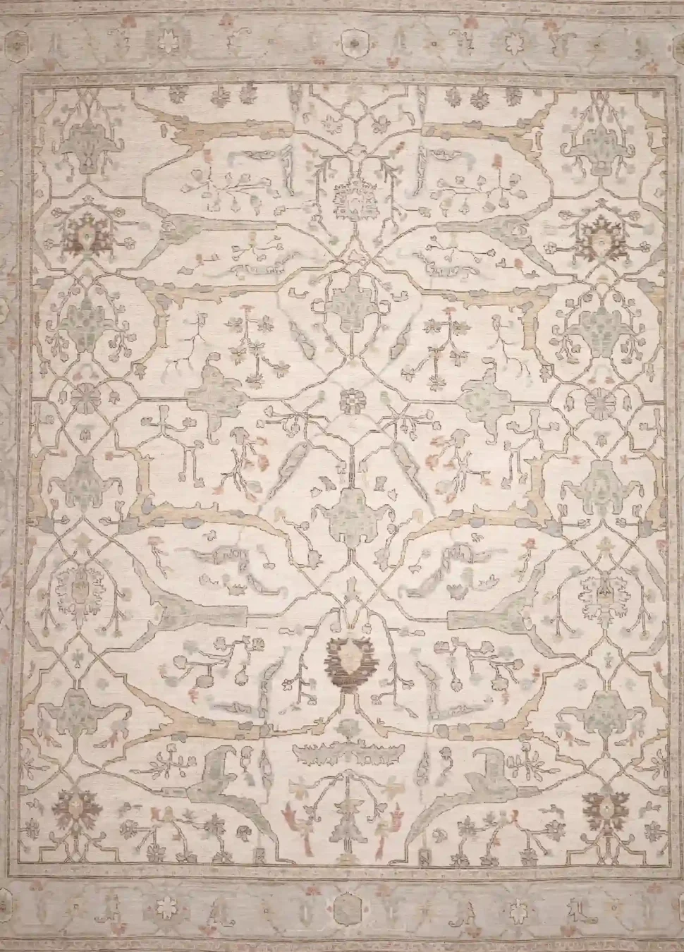 12′ x 15′ Ivory Fine Hand-Knotted Afghan Oushak Rug – Traditional Wool